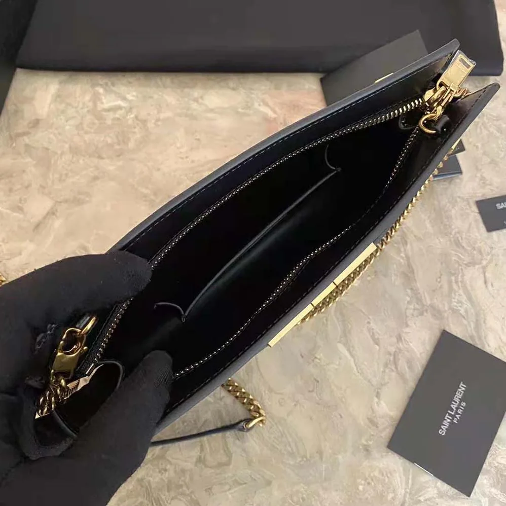 Saint Laurent YSL New Manhattan Pouch in Box Saint Laurent Leather for Women in Black Saint Laurent YSL New Manhattan Pouch in Box Saint Laurent Leather for Women in Black