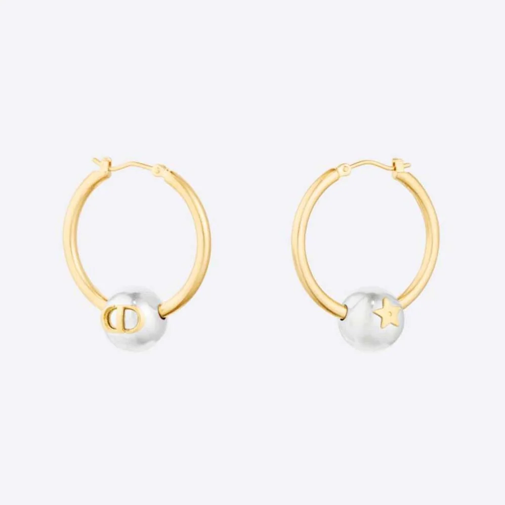 Dior Petit CD Earrings Gold-Finish and Palladium for Women in Finish Metal Dior Petit CD Earrings Gold-Finish and Palladium for Women in Finish Metal