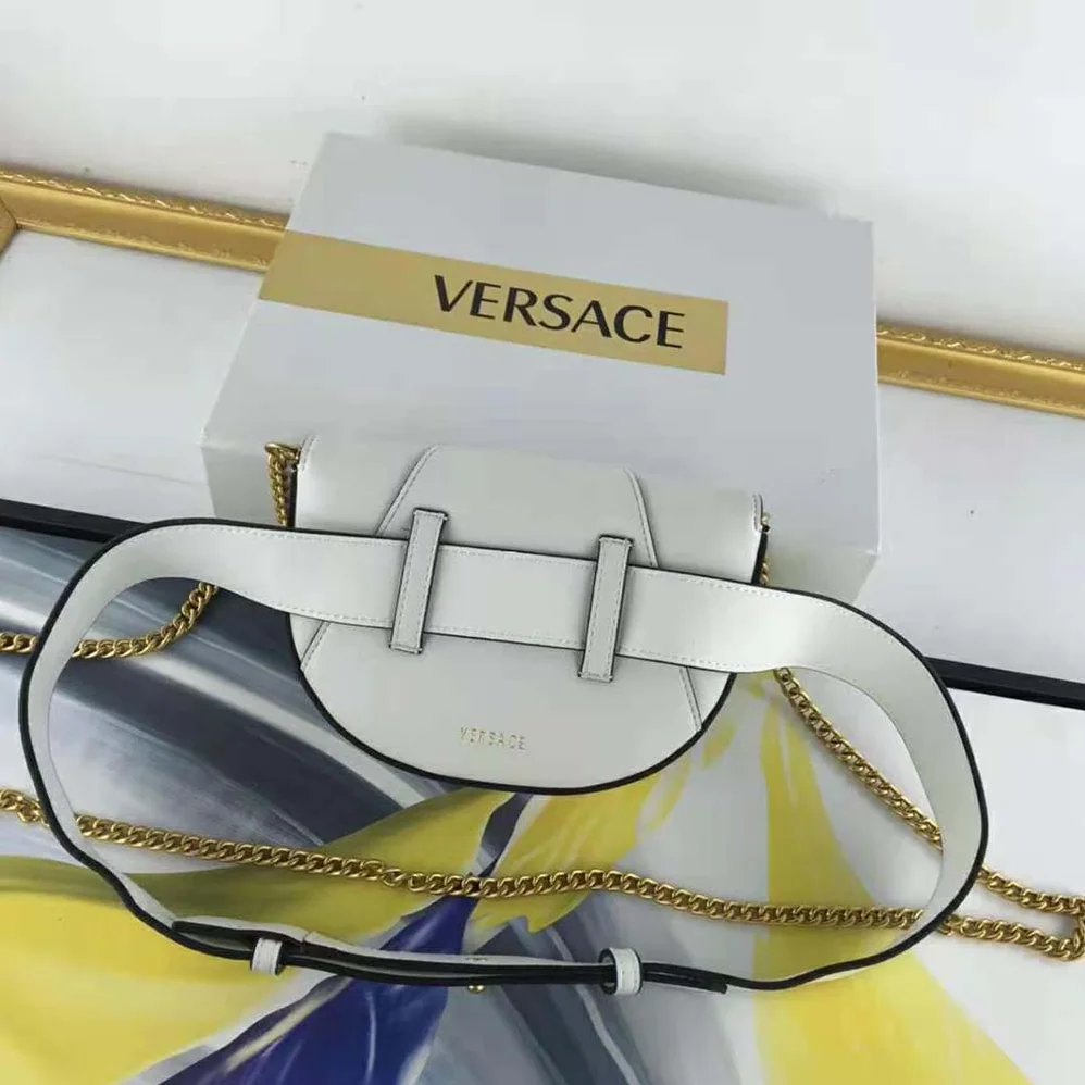 Versace Virtus Belt Bag in Calfskin Leather for Women in White