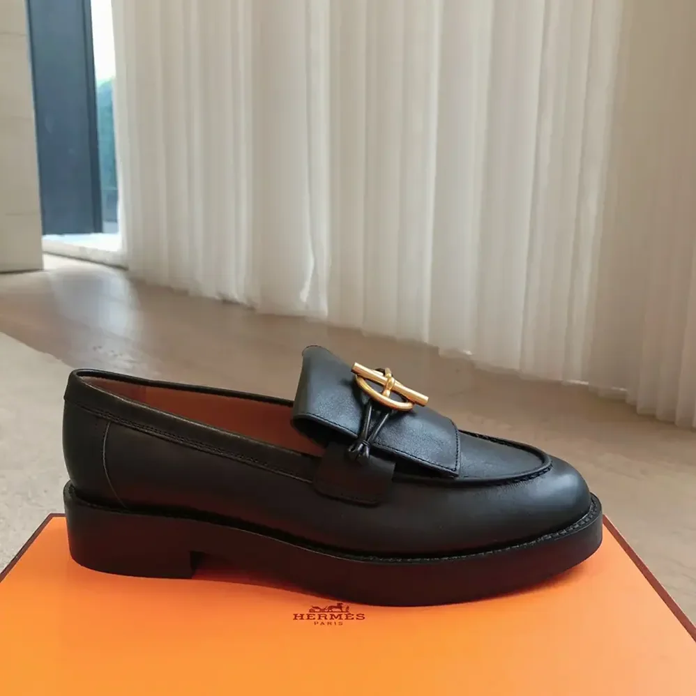 Hermes Impact Loafer in Calfskin Leather-Black 241143Z for Women Hermes Impact Loafer in Calfskin Leather-Black 241143Z for Women