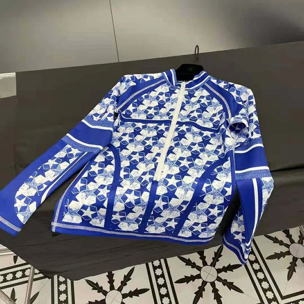 Dior Zipped Jacket Fluorescent Blue Dior Étoile Technical Jersey for Women Dior Zipped Jacket Fluorescent Blue Dior Étoile Technical Jersey for Women