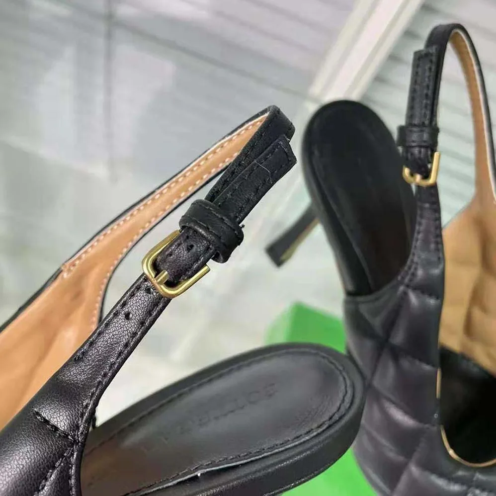 Bottega Veneta Padded Slingback Sandal in 9 cm Heel Height for Women in Black Bottega Veneta Padded Slingback Sandal in 9 cm Heel Height for Women in Black