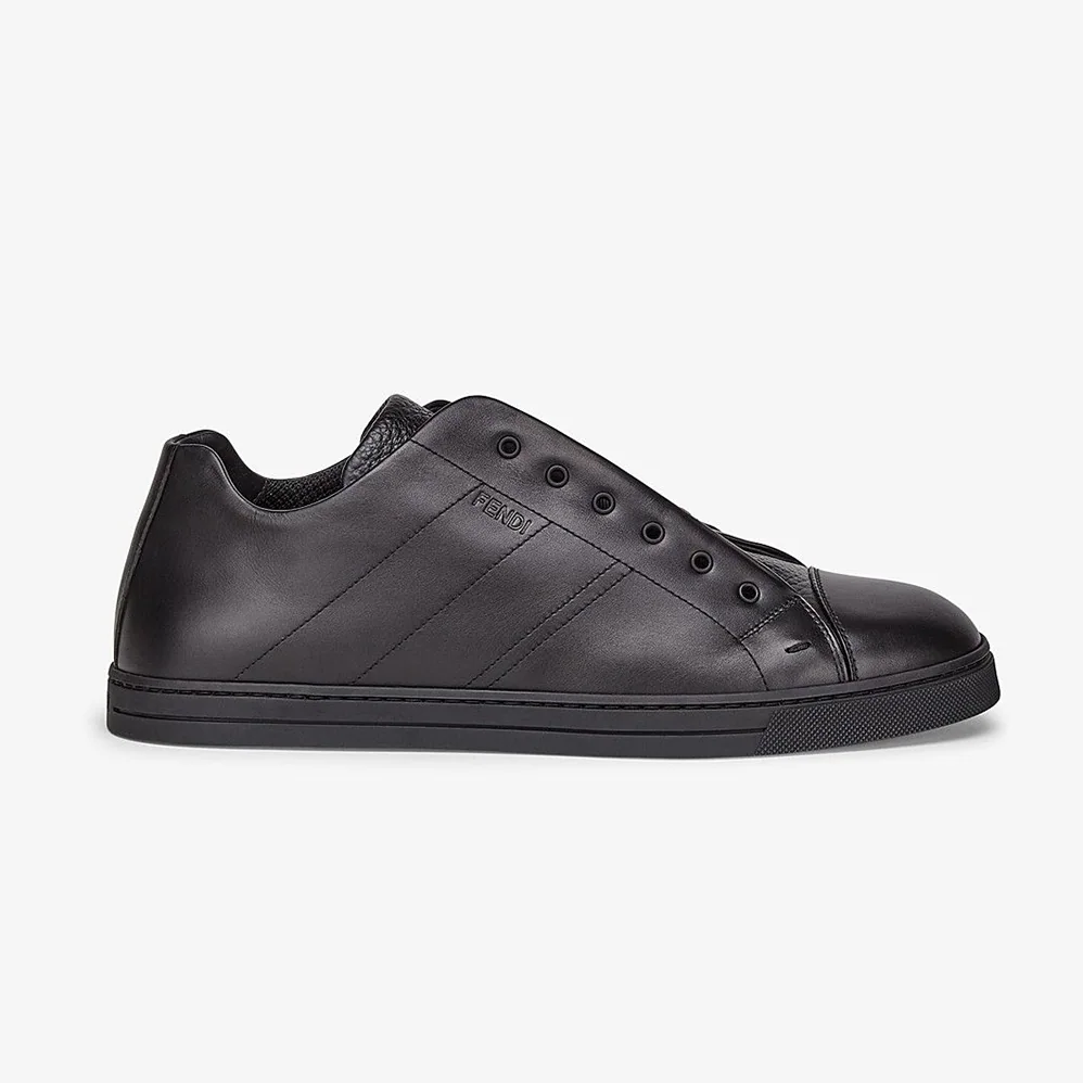 Fendi Sneakers Black Leather Slip for Men in ons Fendi Sneakers Black Leather Slip for Men in ons