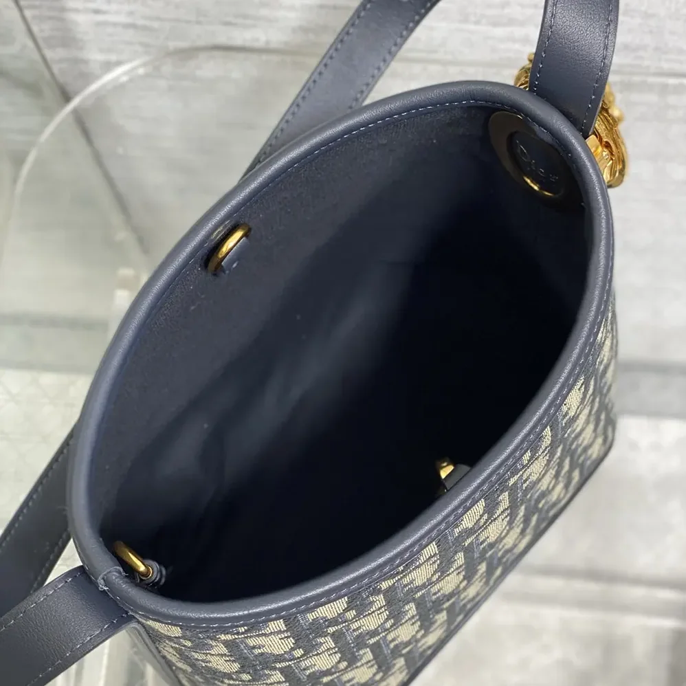 Dior Small Dior Médaillon Bucket Bag Blue Dior Oblique Jacquard for Women