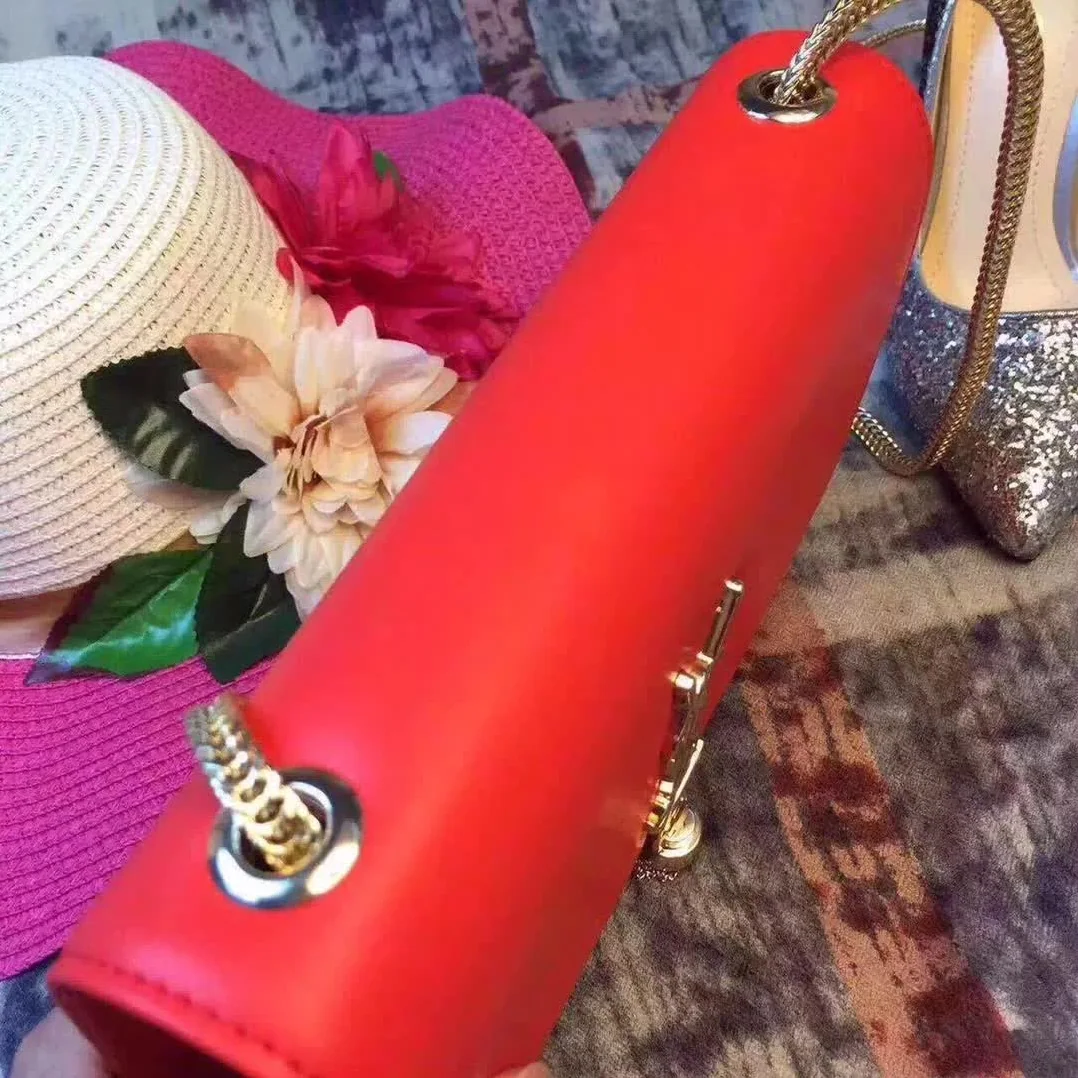 Saint Laurent YSL Medium Kate Tassel Chain Bag Calfskin Leather in Red