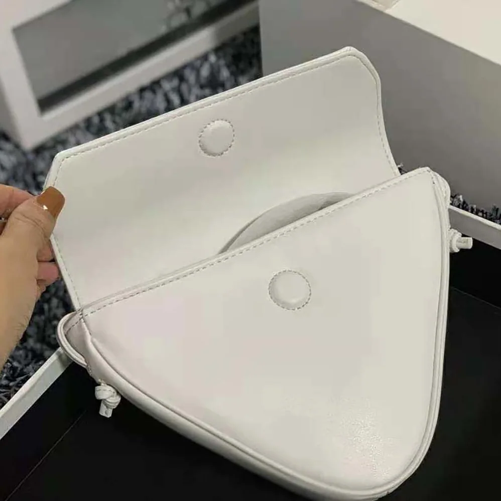 Celine Triangle Bag in Smooth Calfskin with Celine Print for Women in White
