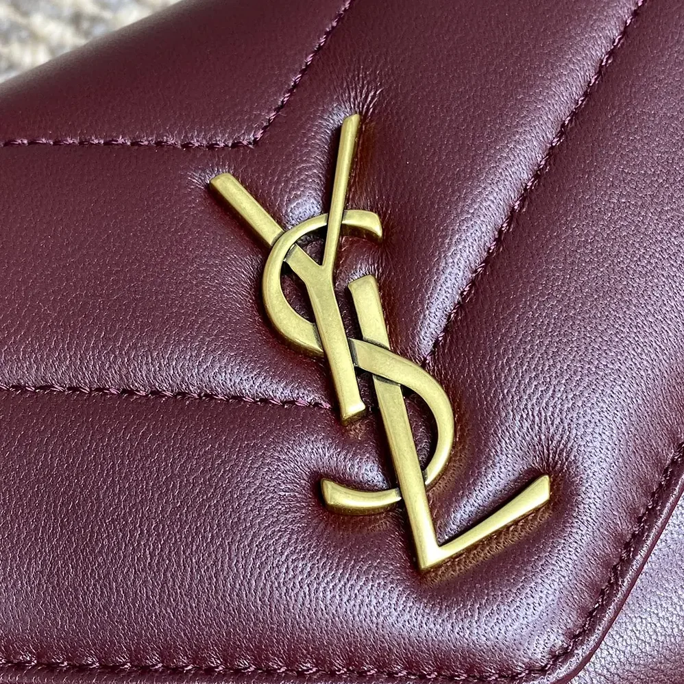 Saint Laurent YSL Loulou Mini in Lambskin for Women in Bordeaux Saint Laurent YSL Loulou Mini in Lambskin for Women in Bordeaux