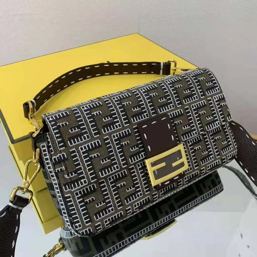 Fendi Baguette Embroidered FF Fabric Bag for Women Fendi Baguette Embroidered FF Fabric Bag for Women