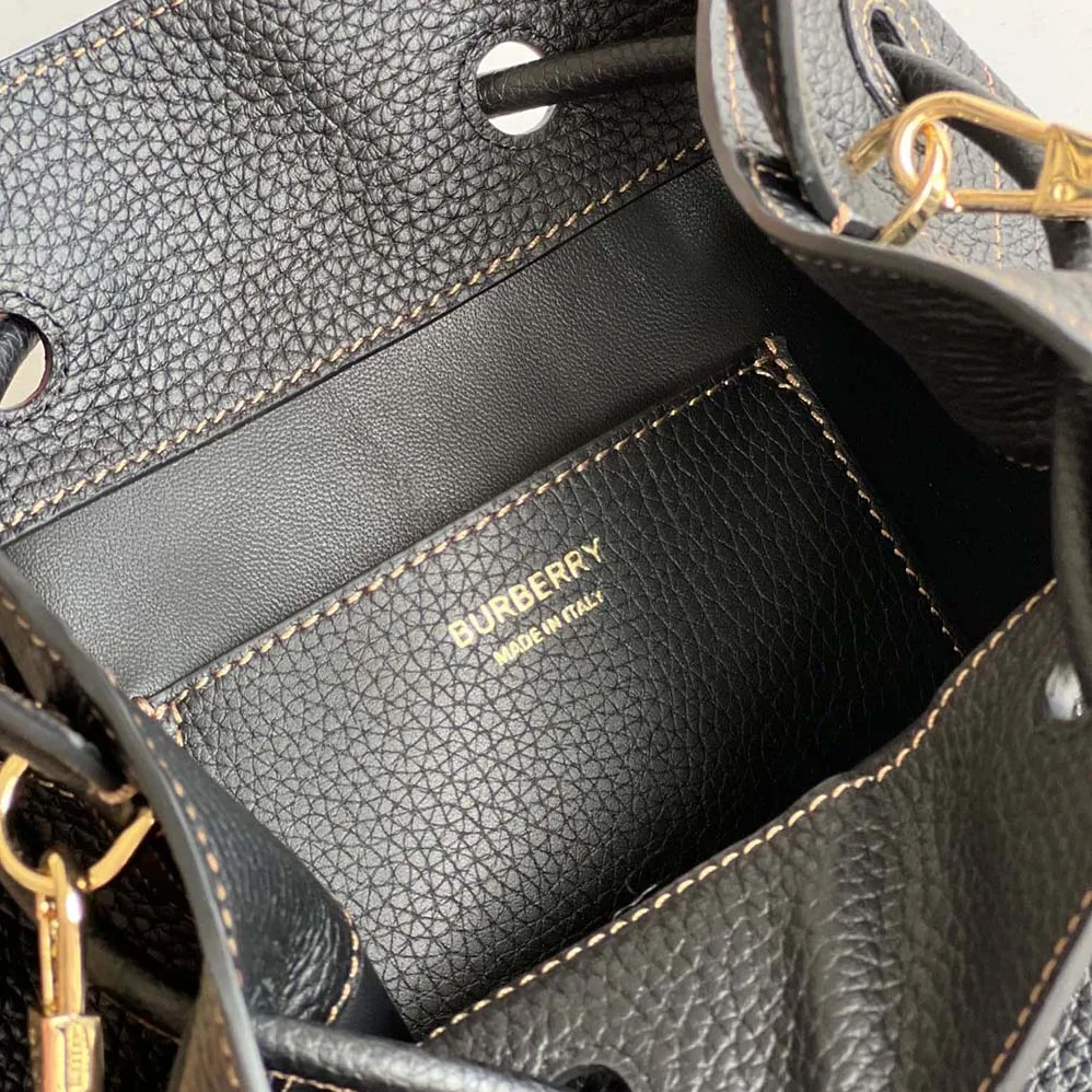 Burberry Grainy Leather Small TB Bucket Bag for Women in Black Burberry Grainy Leather Small TB Bucket Bag for Women in Black