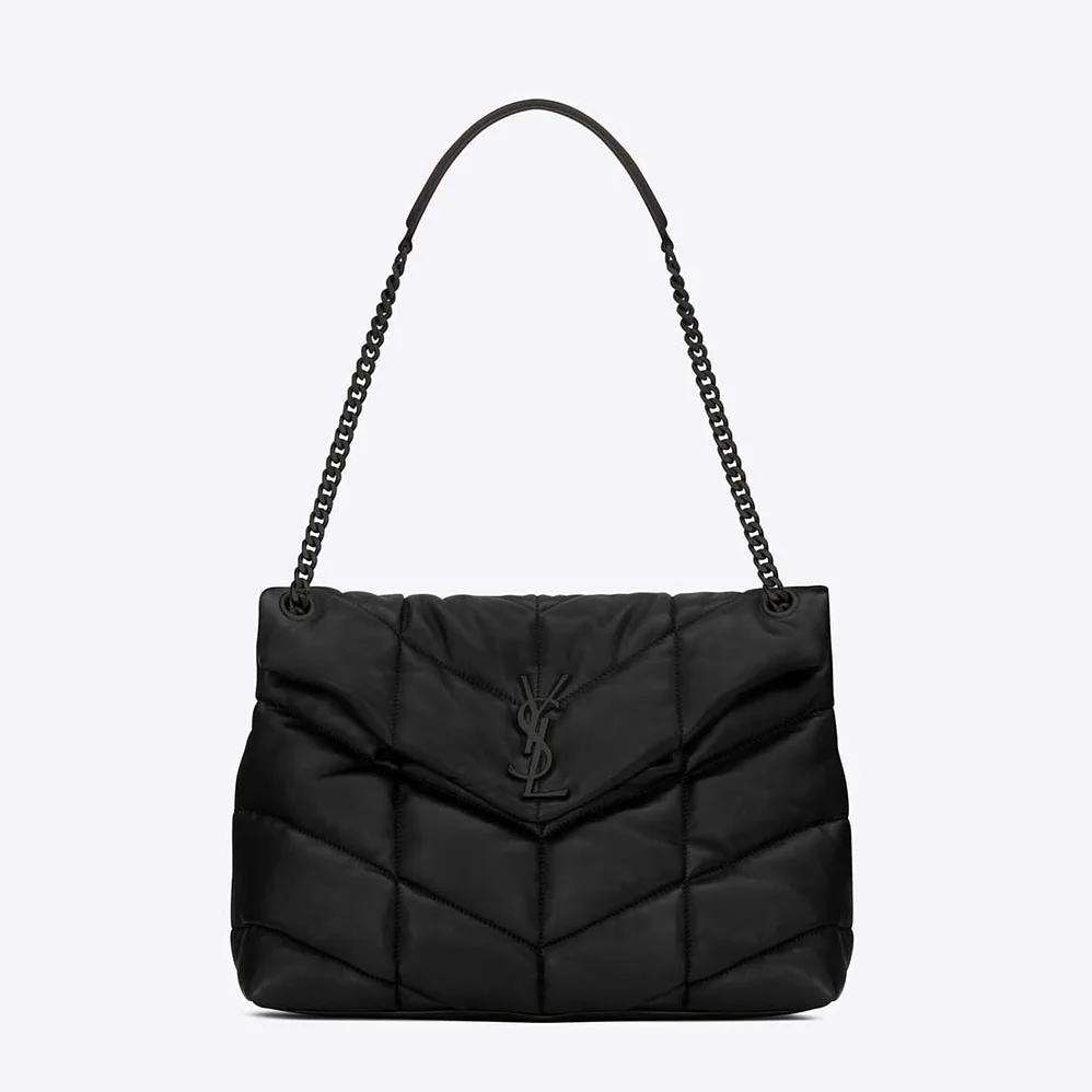 Saint Laurent YSL Puffer Medium Chain Bag in Quilted Lambskin for Women in Black