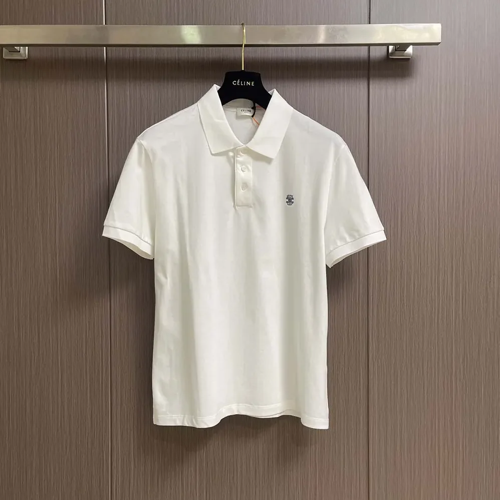 Celine Polo Shirt in Pique Cotton Jersey for Men in White