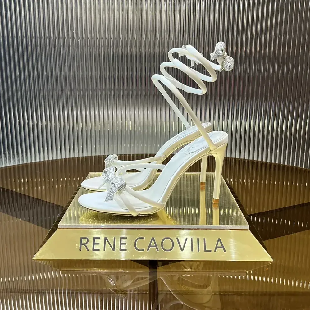 Rene Caovilla Cleo Ivory Sandal with Bows 105 for Women Rene Caovilla Cleo Ivory Sandal with Bows 105 for Women