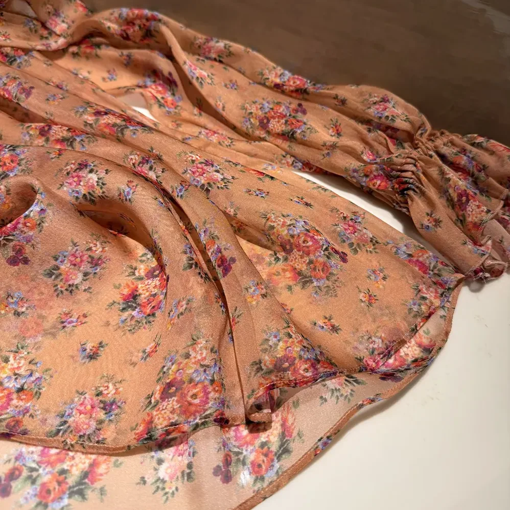 Dolce Gabbana D&G Small Flower Bouquets for Women in Print Chiffon Top