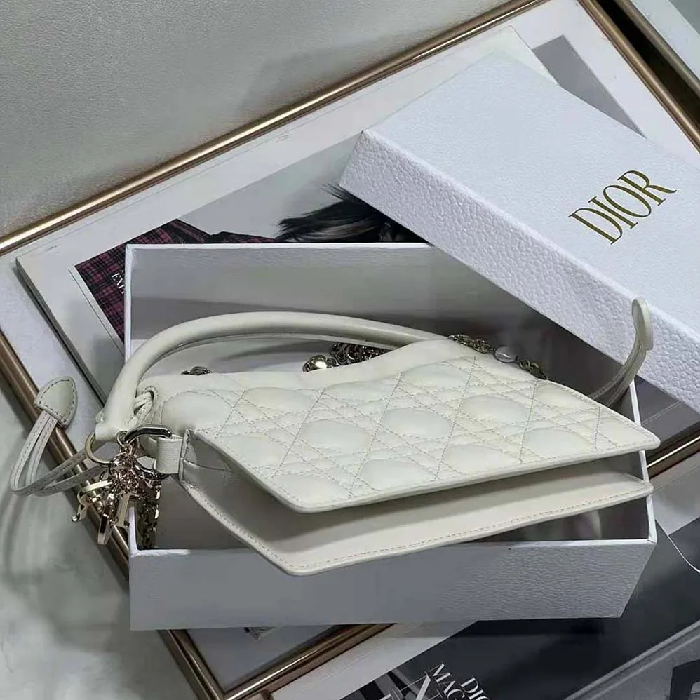Dior Lady Dior Top Handle Drawstring Mini Bag Latte Cannage Lambskin for Women Dior Lady Dior Top Handle Drawstring Mini Bag Latte Cannage Lambskin for Women