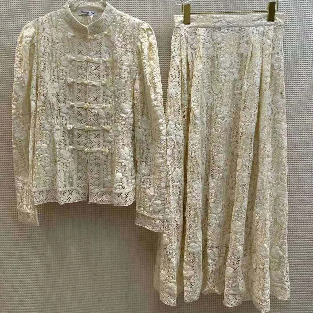 Dior Brandenburg Fitted Jacket Ecru Cotton for Women in Blend Lace