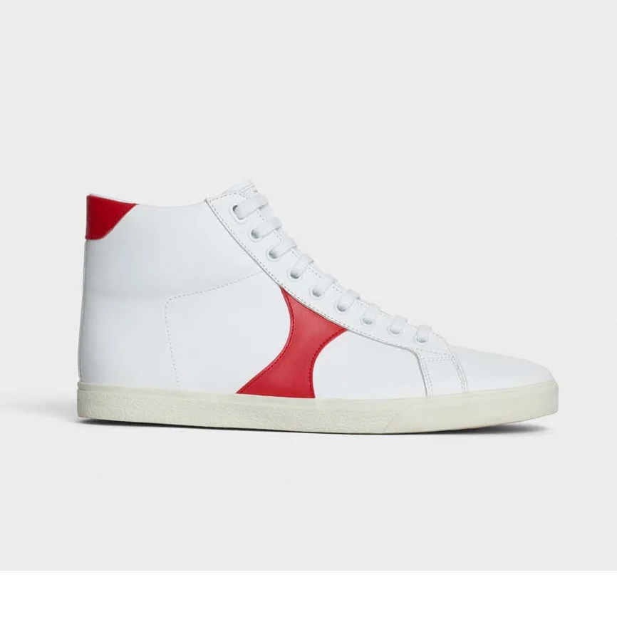 Celine Celine Triomphe Mid Lace Up Sneaker Calfskin for Women in Red