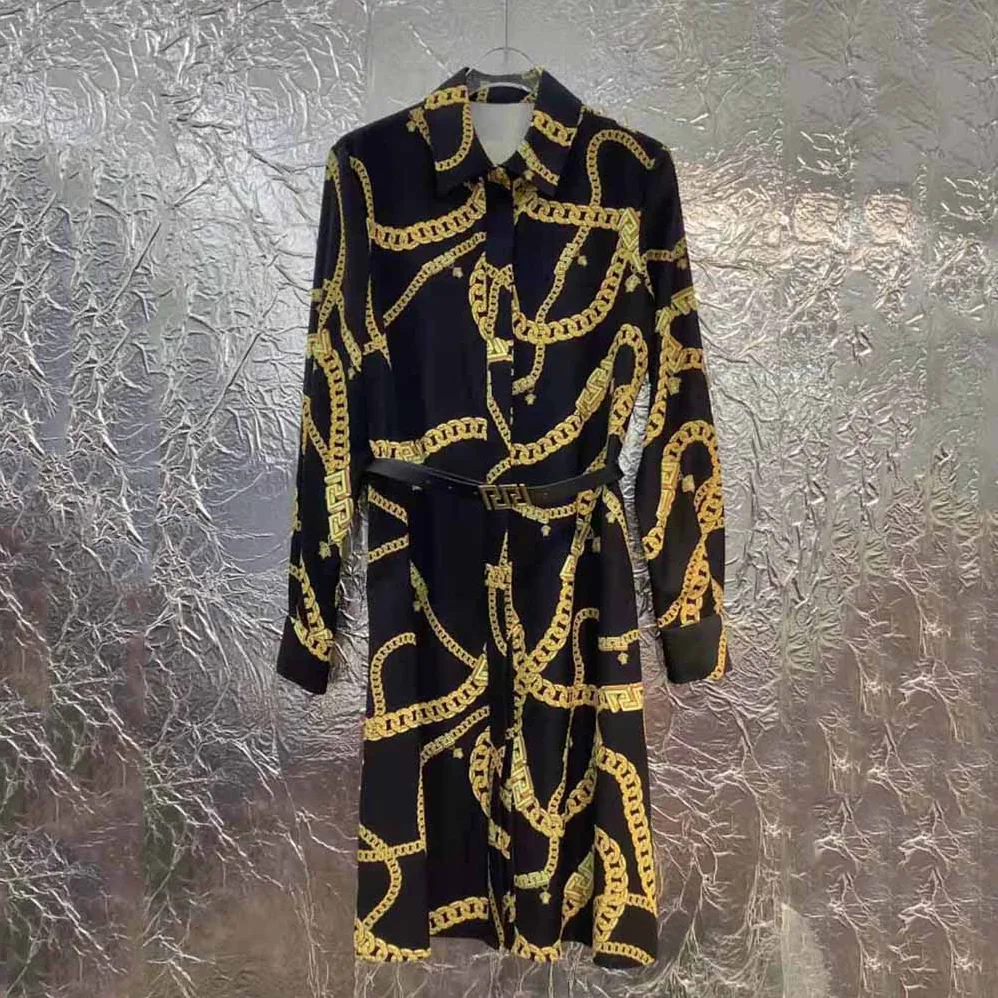 Versace Greca Chain Midi Dress for Women in Black Versace Greca Chain Midi Dress for Women in Black