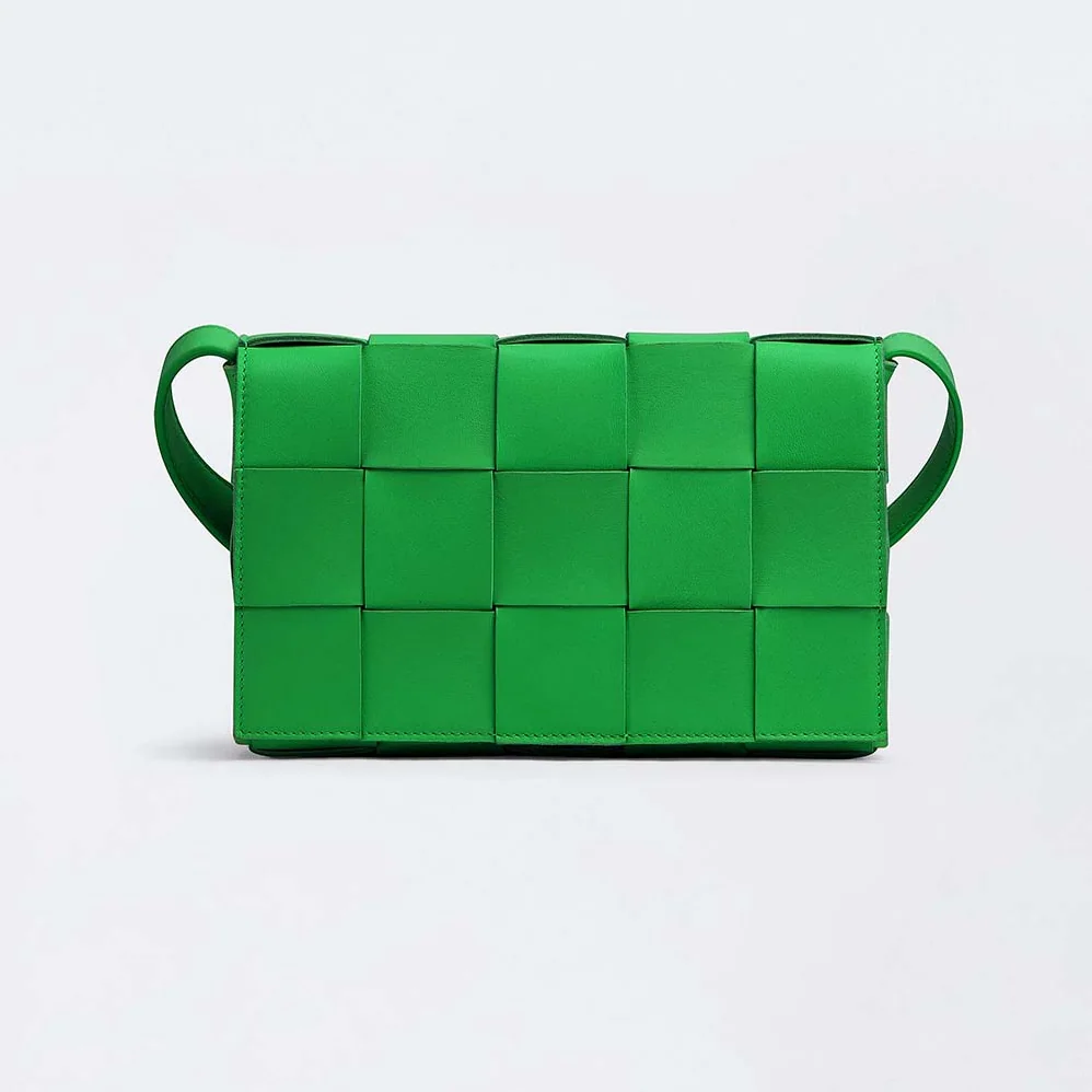 Bottega Veneta Cassette Intreccio Leather Cross-Body Bag for Women in Green