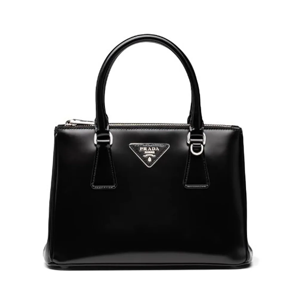 Prada Galleria Brushed Leather Small Bag for Women in Black Prada Galleria Brushed Leather Small Bag for Women in Black