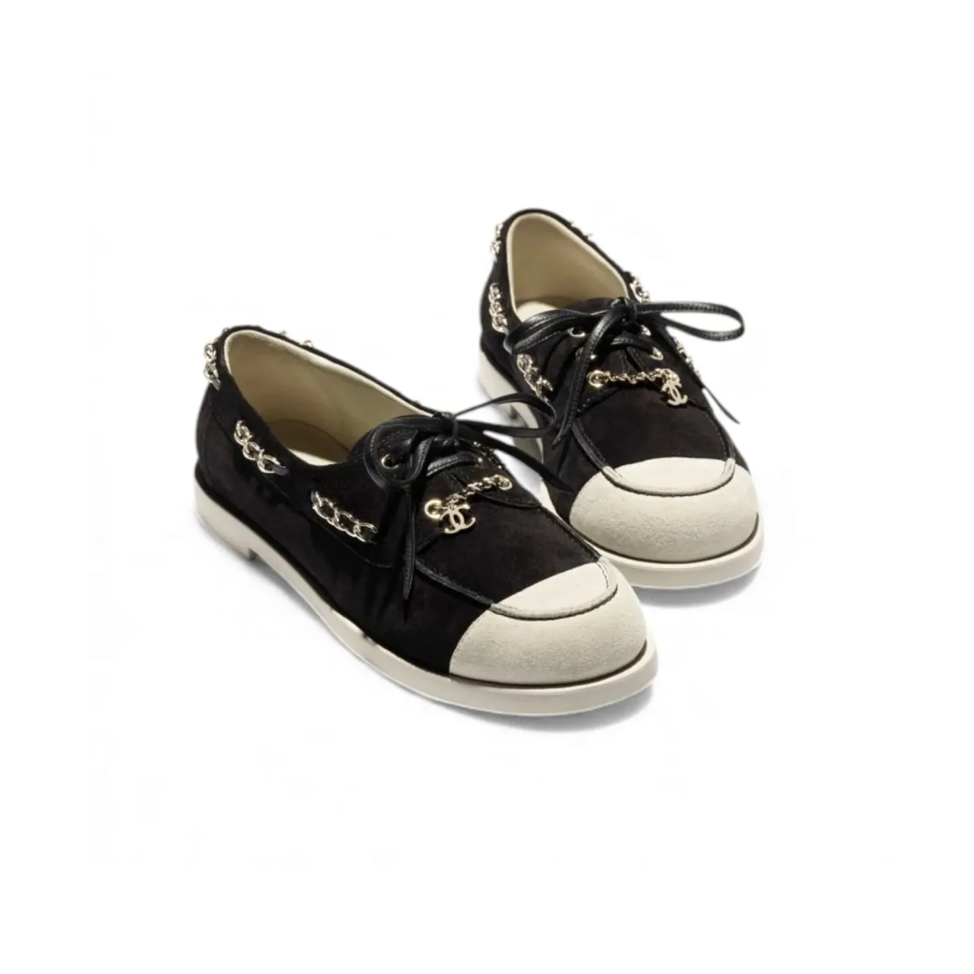 Chanel Suede Moccasins Black --U5949