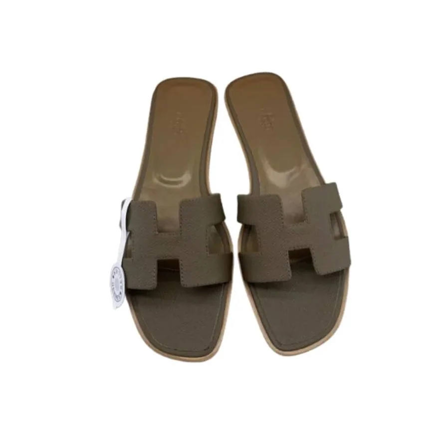Hermes Oran Sandal Green Khaki