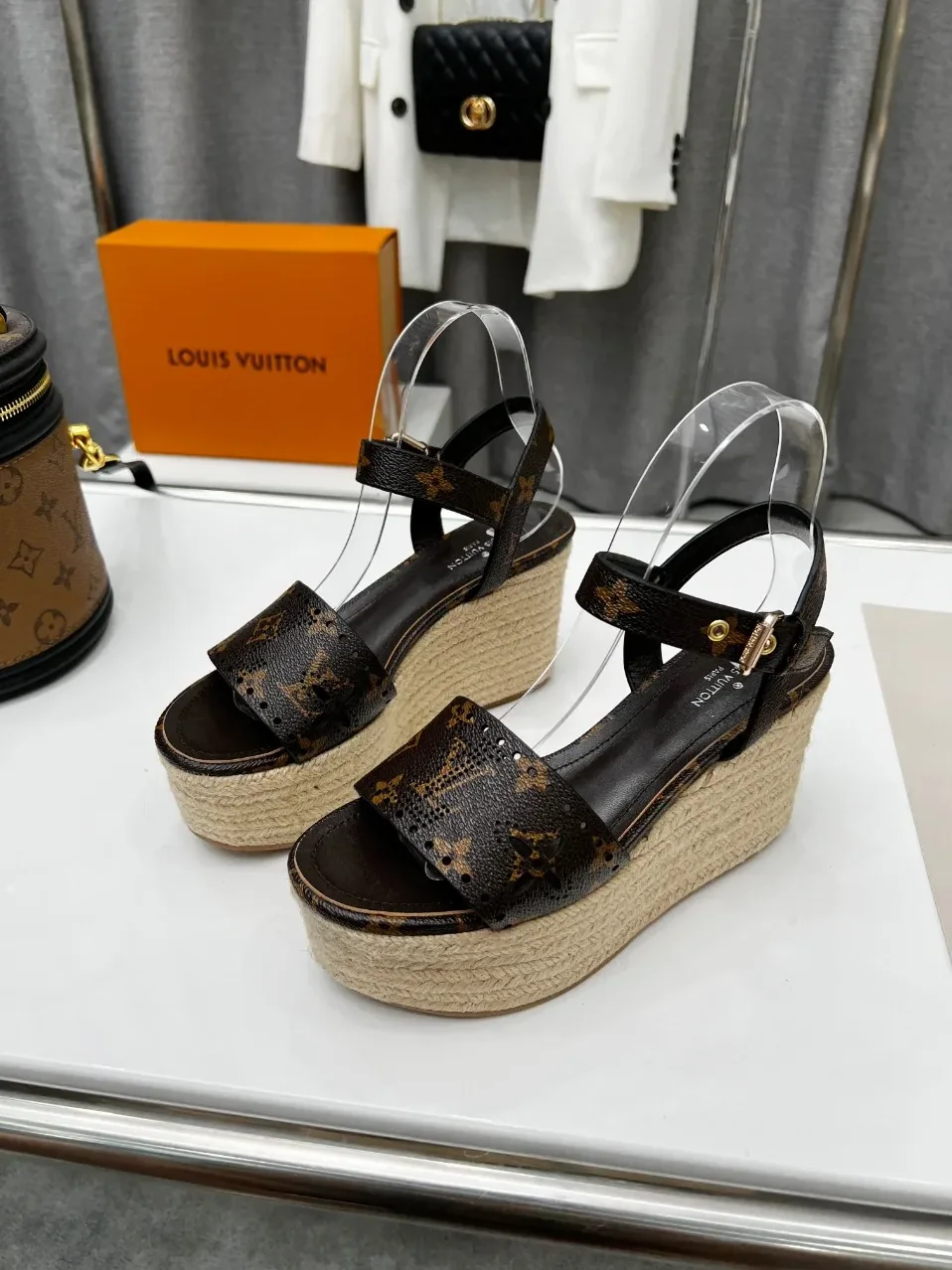 Louis Vuitton Starboard Wedge Sandal Black And Brown for Women
