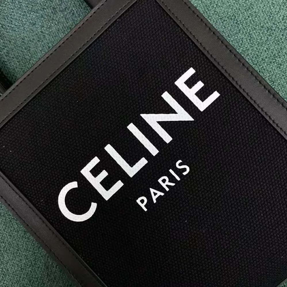 Celine Mini Vertical Cabas Celine in Textile with Celine Print and Calfskin for Women