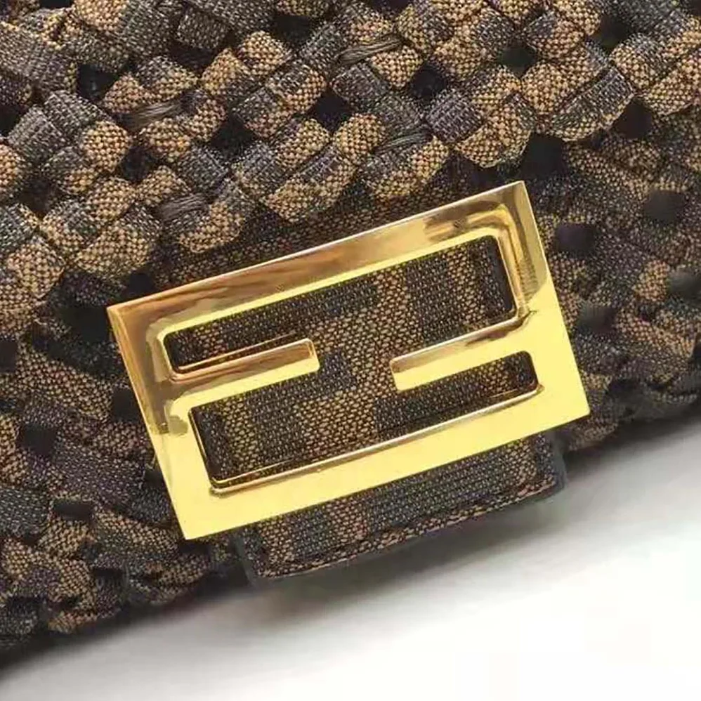 Fendi Baguette Jacquard Fabric Interlace Bag for Women Fendi Baguette Jacquard Fabric Interlace Bag for Women