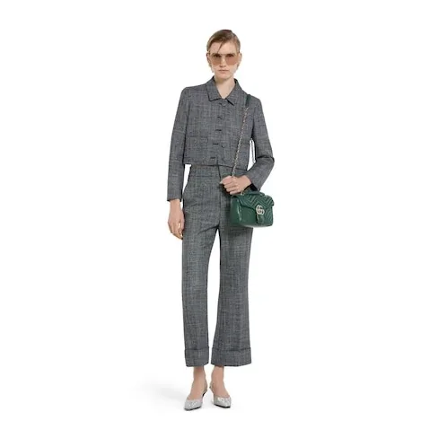Gucci Marmont Medium Shoulder Bag in Green Light Gold Hardware