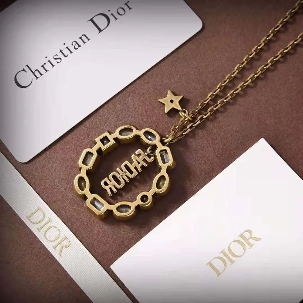 Dior J'Adior Necklace Antique Gold-Finish Metal and Multicolor Crystals for Women