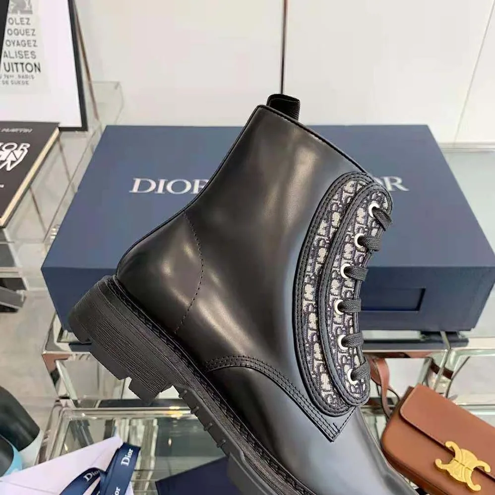 Dior Explorer II Laced Ankle Boot Black Polished Calfskin for Men