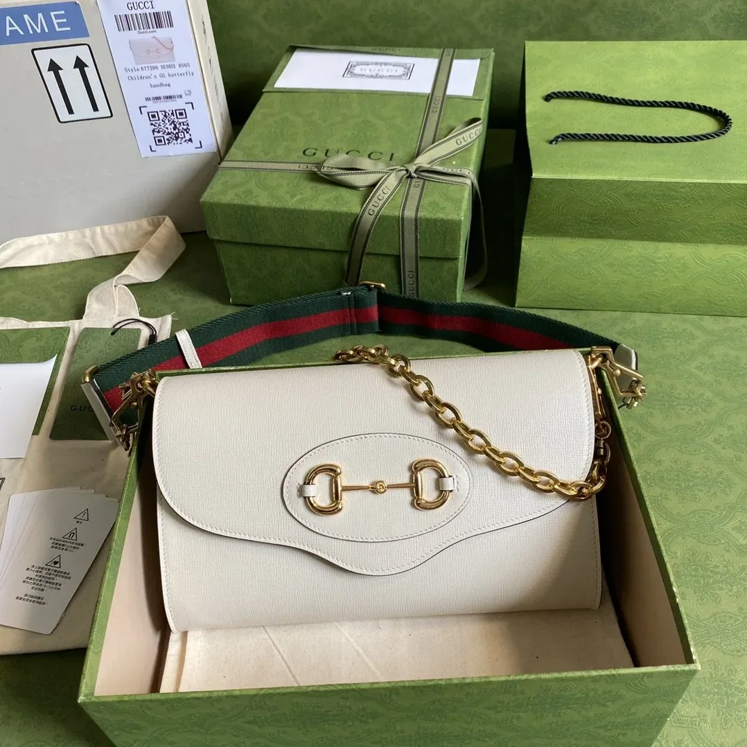 Gucci Horsebit 1955 Small Bag White / GG
