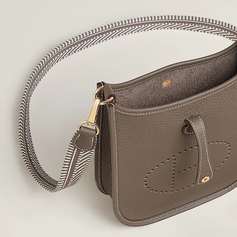 Hermes Evelyne 16 Amazone Shoulder Bag in Etoupe Gold Hardware