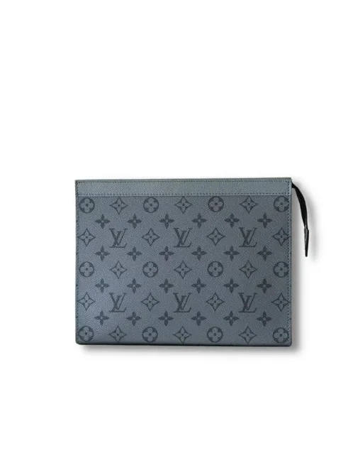 Louis Vuitton Pochette Voyage MM Pouch in Gunmetal Gray Silver Hardware
