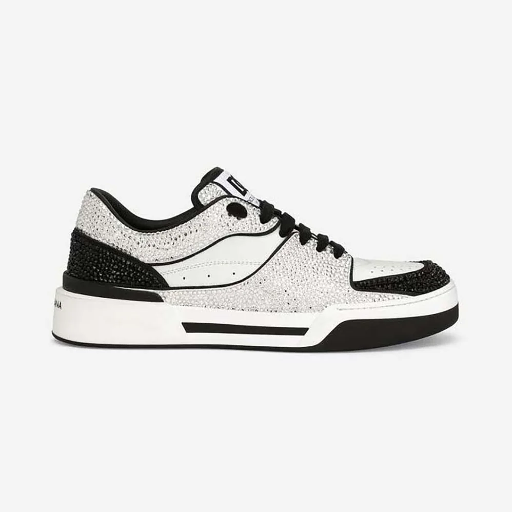 Dolce Gabbana D&G Calfskin New Roma Sneakers with Fusible Rhinestones for Unisex Dolce Gabbana D&G Calfskin New Roma Sneakers with Fusible Rhinestones for Unisex