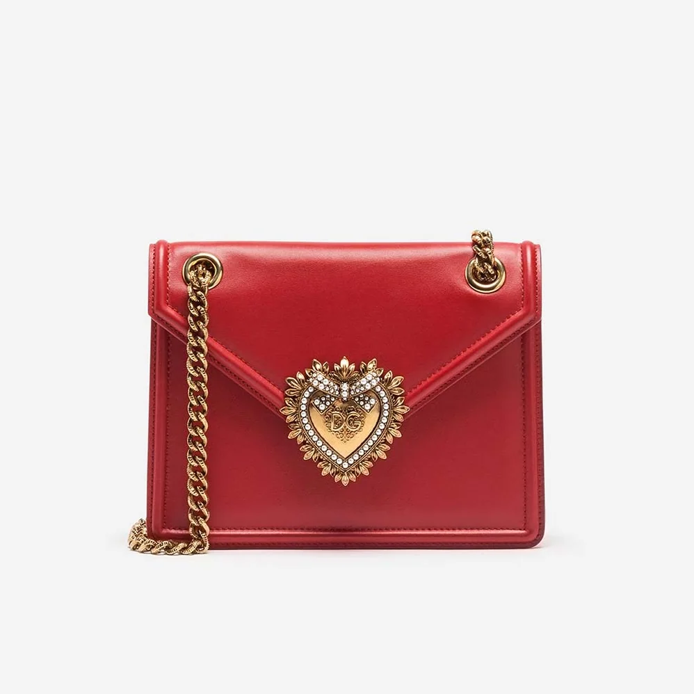 Dolce Gabbana D&G Medium Devotion Bag Smooth Calfskin Leather for Women in Red Dolce Gabbana D&G Medium Devotion Bag Smooth Calfskin Leather for Women in Red