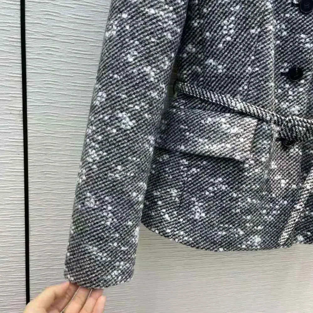 Dior Fitted Hooded Jacket Black and White Technical Wool Tweed and Silk for Women