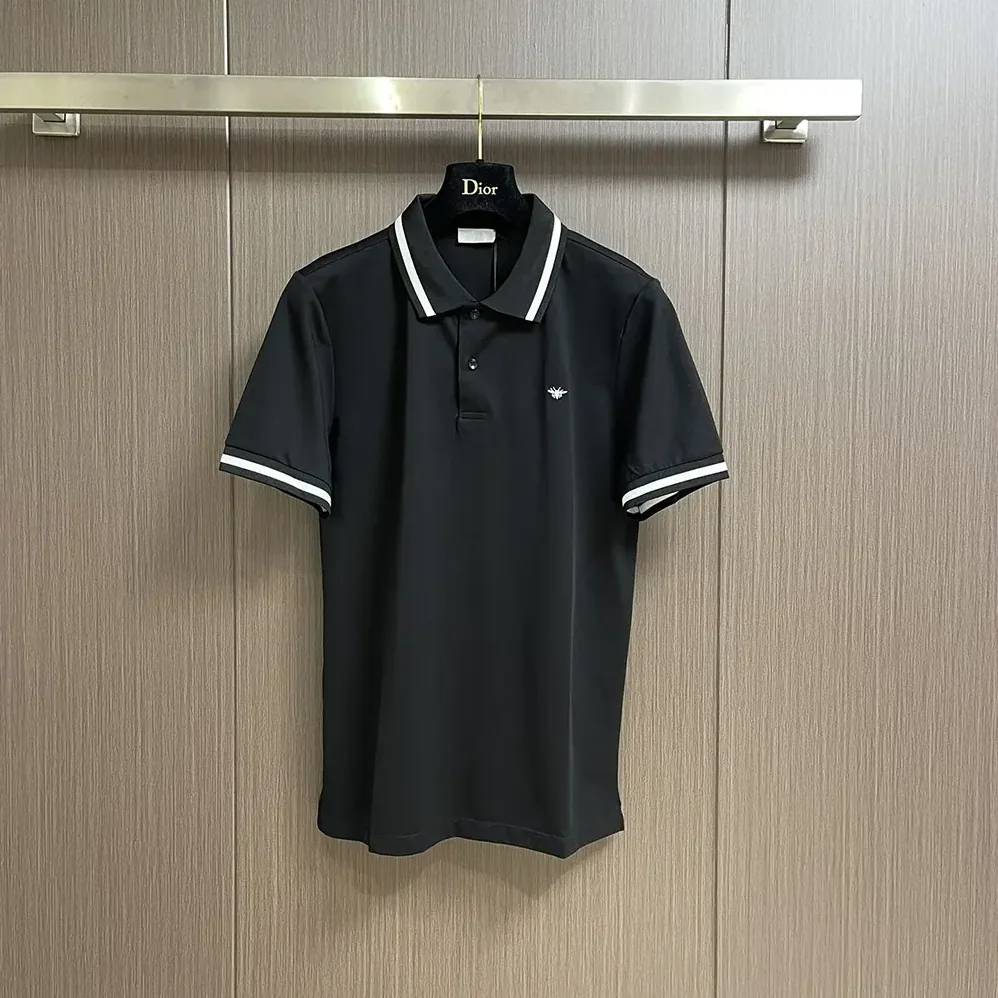 Dior Polo Shirt with Bee Embroidery Black Cotton Piqué for Men Dior Polo Shirt with Bee Embroidery Black Cotton Piqué for Men
