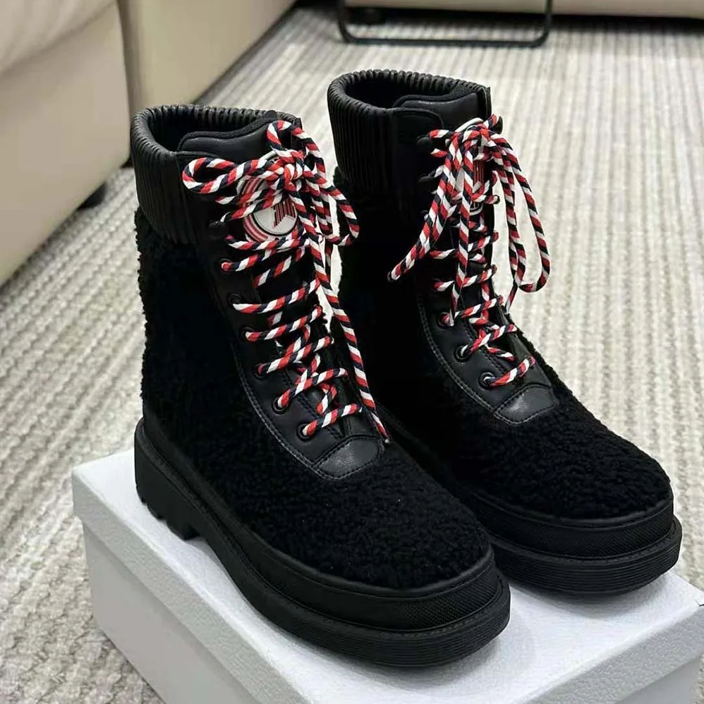 Dior Hike Ankle Boot Black Calfskin and Shearling for Women