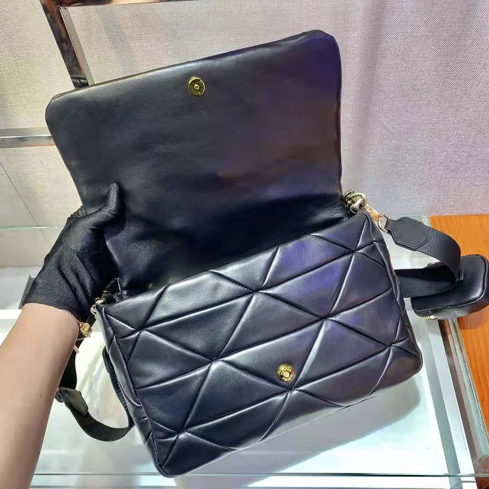 Prada System Nappa Leather Patchwork Bag for Women in Black Prada System Nappa Leather Patchwork Bag for Women in Black