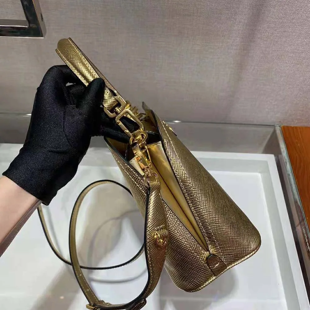 Prada Prada Matinee Micro Saffiano Leather Bag for Women in Gold Prada Prada Matinee Micro Saffiano Leather Bag for Women in Gold