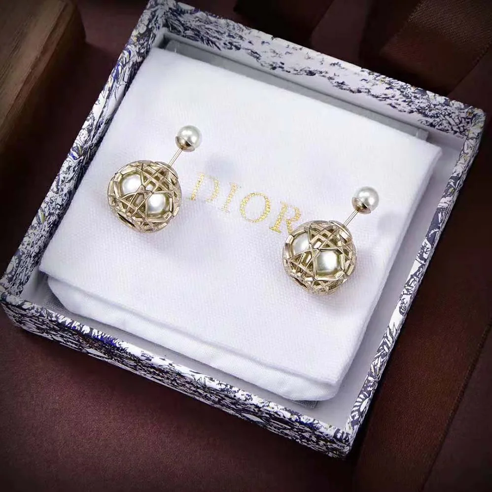 Dior Tribales Earrings White Resin Pearls and Gold for Women in Finish Metal