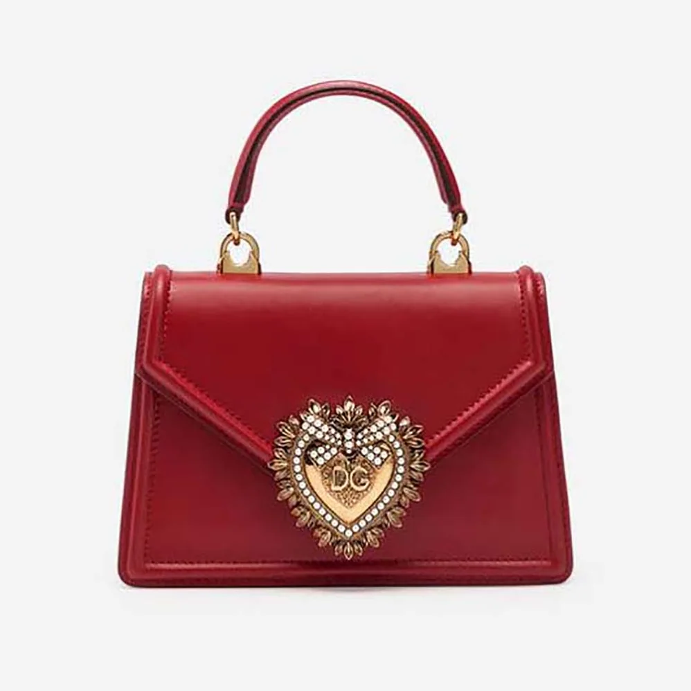 Dolce Gabbana D&G Small Smooth Calfskin Devotion Bag for Women in Maroon Dolce Gabbana D&G Small Smooth Calfskin Devotion Bag for Women in Maroon