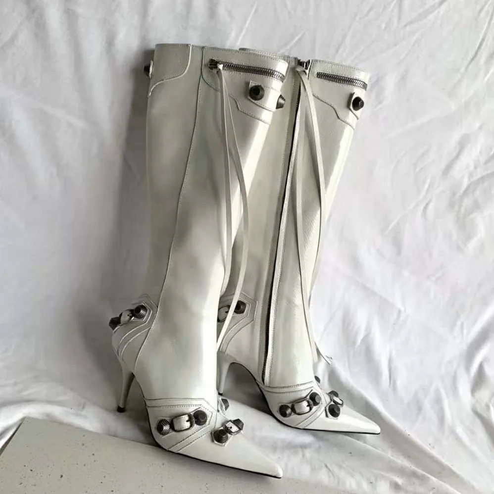 Balenciaga Cagole 90mm Boot in White Arena Lambskin for Women