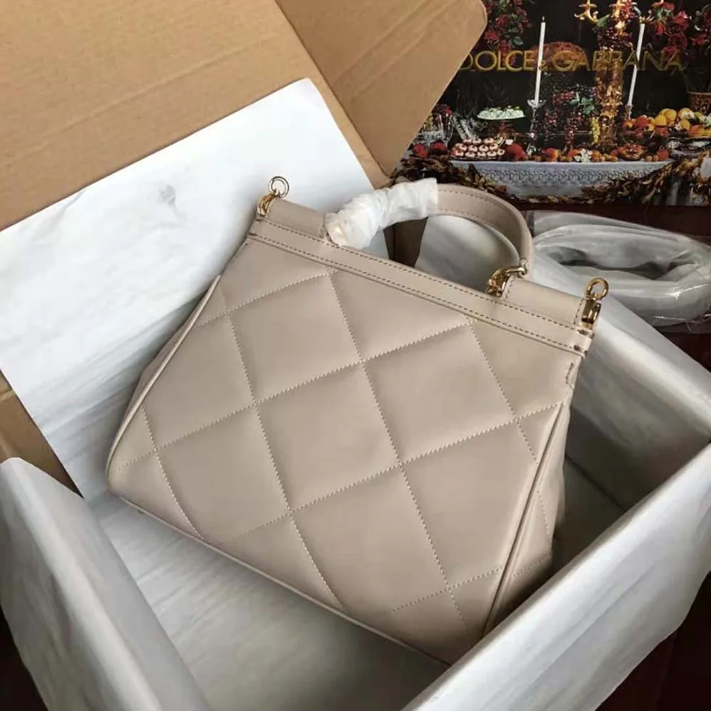 Dolce Gabbana D&G Medium Sicily Bag in Quilted Calfskin for Women in Sandy