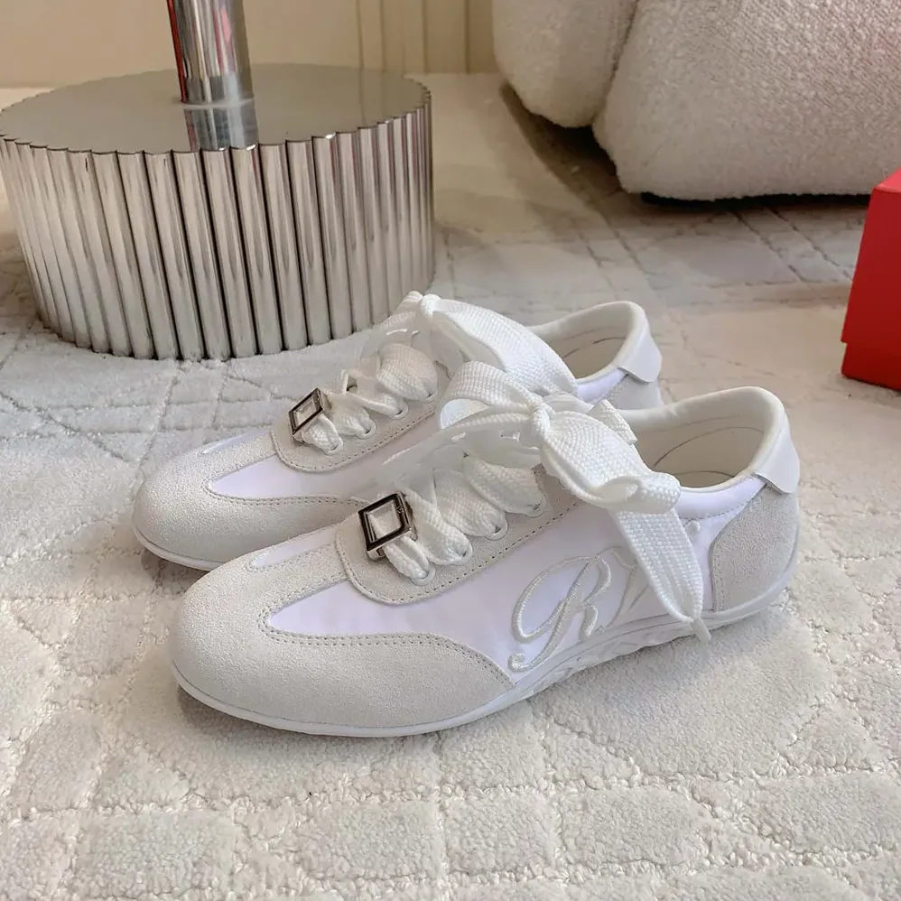 Roger Vivier Viv Low Sneakers in Suede for Women in White Roger Vivier Viv Low Sneakers in Suede for Women in White
