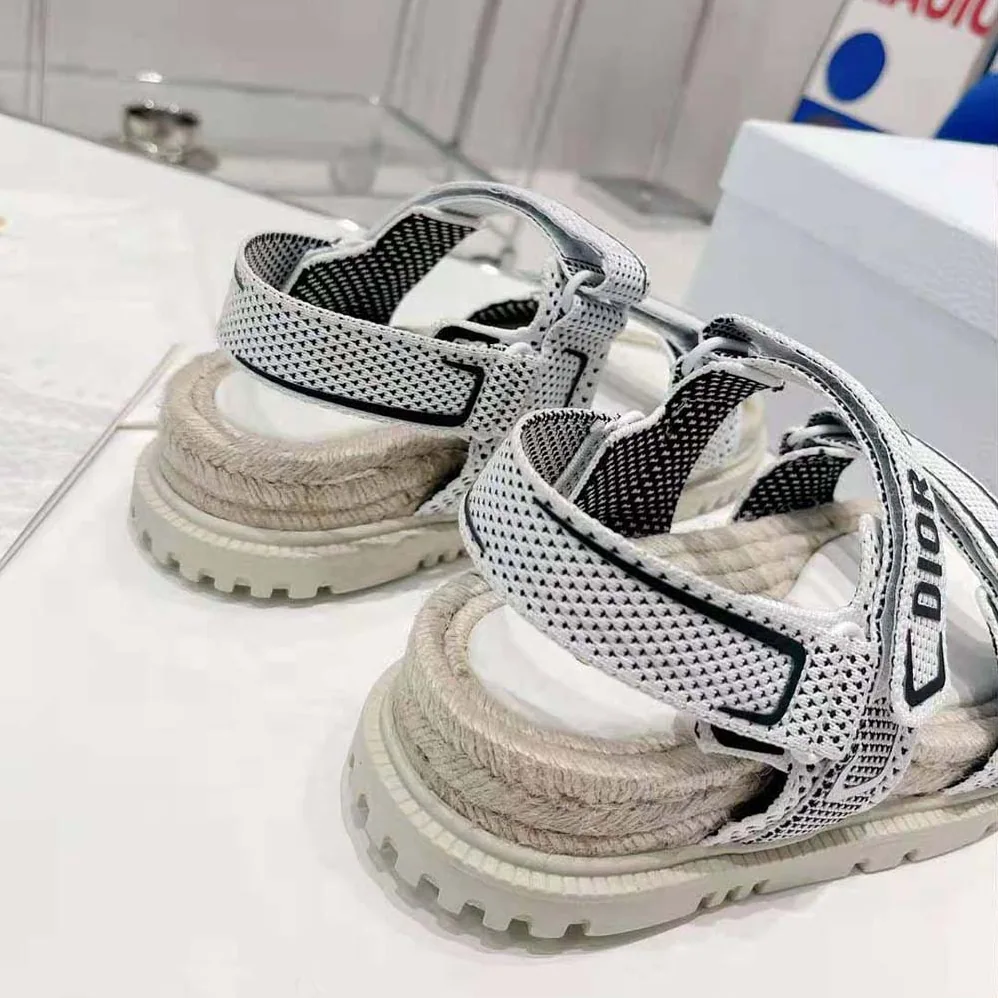 Dior Dioract Sandal White and Black Technical Mesh and Rubber for Women