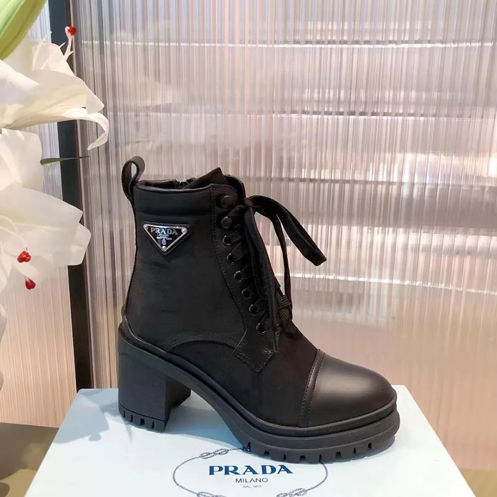 Prada Brushed Leather and Nylon Booties for Women