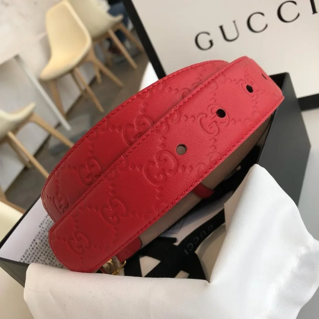 Gucci Belt Red/Cream GG, for Women