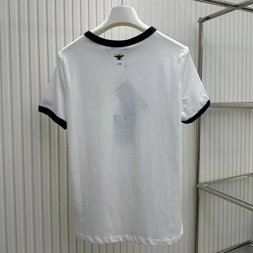 Dior Dioriviera T-Shirt Ecru and Navy Blue Cotton Jersey for Men Dior Dioriviera T-Shirt Ecru and Navy Blue Cotton Jersey for Men